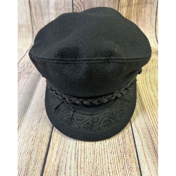 Vtg Greek Fisherman's Hat Cap Aegean Wool‎ Lined Made in Greece Black Size 7 3/8 - Picture 1 of 7